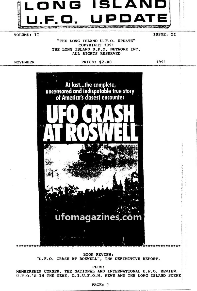 Cover of THE LONG ISLAND U.F.O. NETWORK INC. issue XI: LONG ISLAND U.F.O. UPDATE