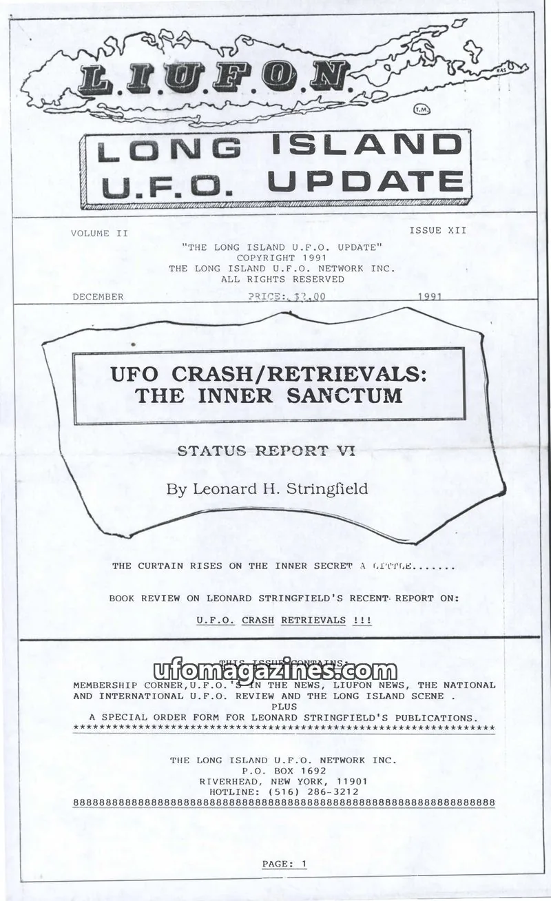 Cover of THE LONG ISLAND U.F.O. NETWORK INC. issue XII: LONG ISLAND U.F.O. UPDATE