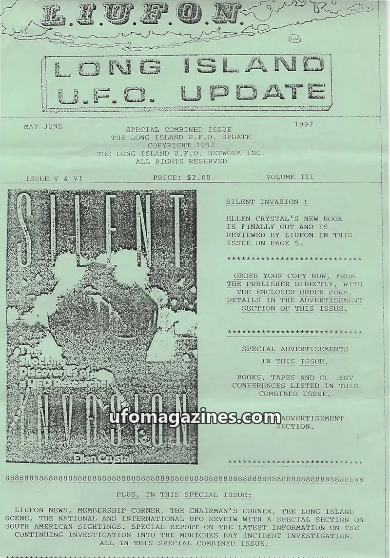 Cover of THE LONG ISLAND U.F.O. NETWORK INC. issue SPECIAL COMBINED ISSUE: LONG ISLAND U.F.O. UPDATE