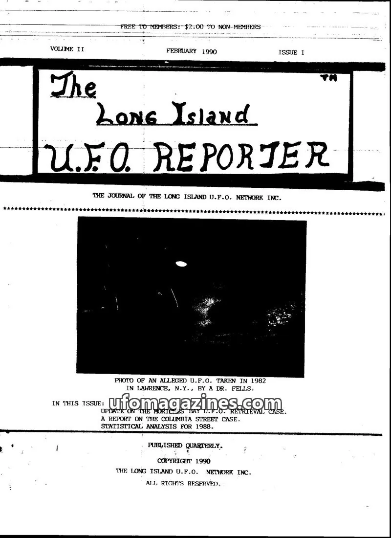 Cover of THE LONG ISLAND U.F.O. NETWORK INC. issue I: The Long Island U.F.O. Reporter