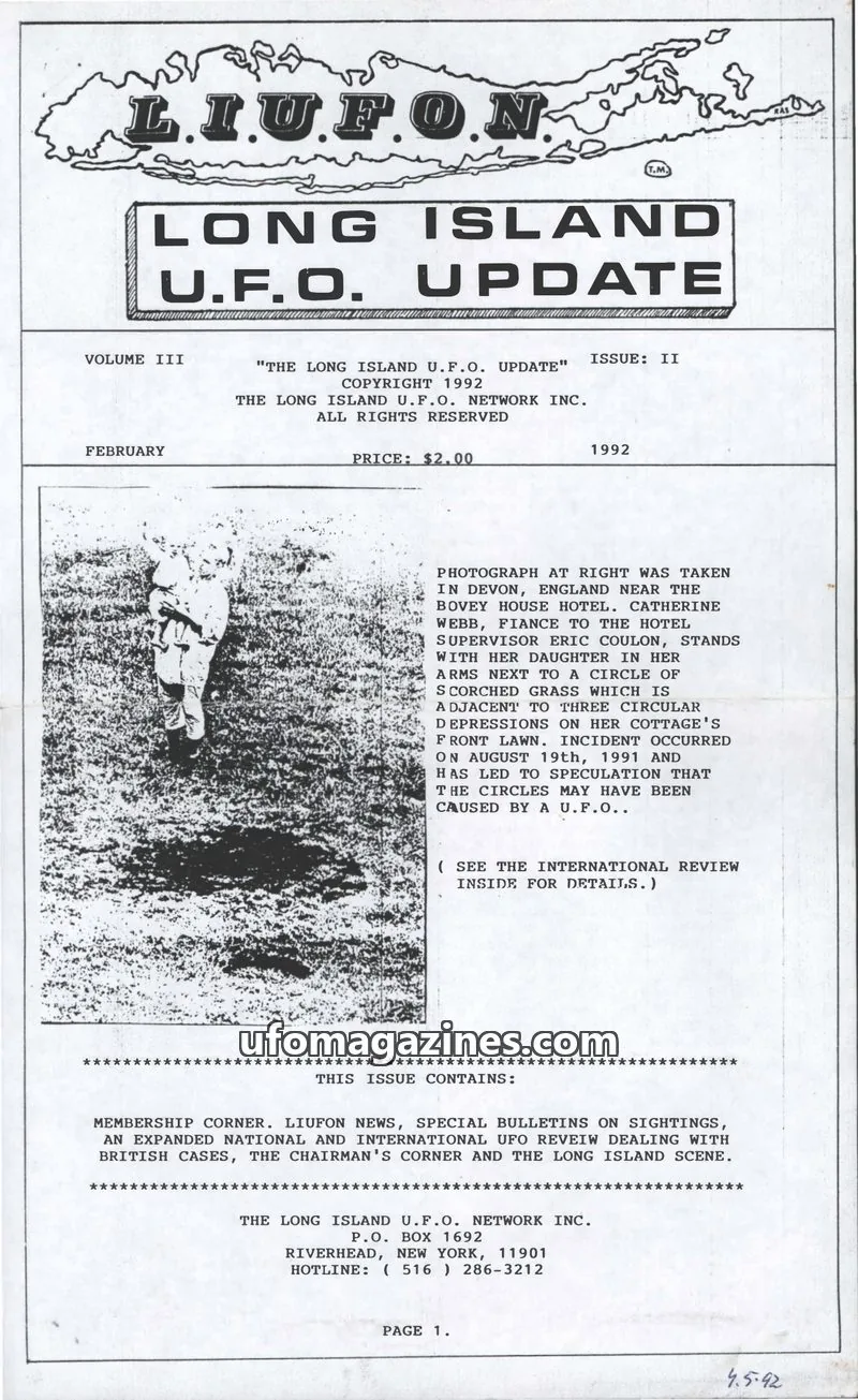 Cover of THE LONG ISLAND U.F.O. NETWORK INC. issue II: LONG ISLAND U.F.O. UPDATE