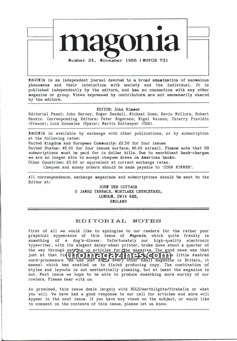 Cover of Magonia issue 24: Magonia