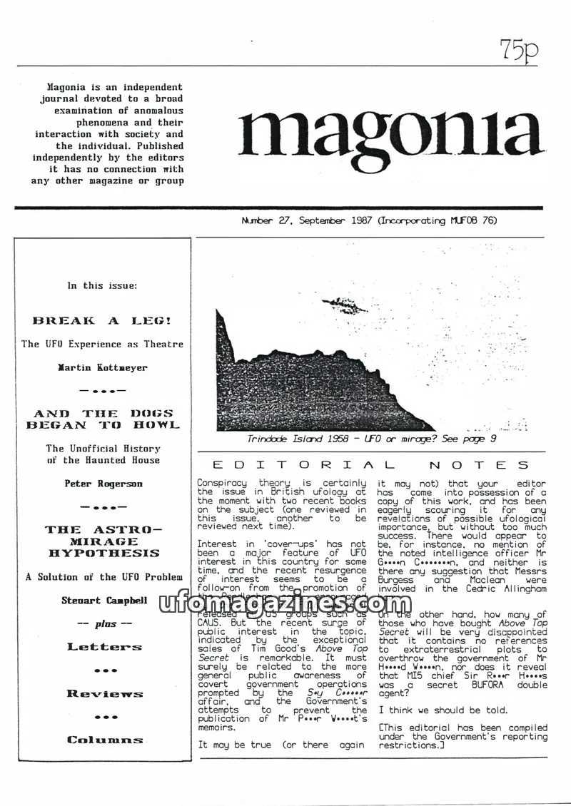 Cover of Magonia issue 27: magonia