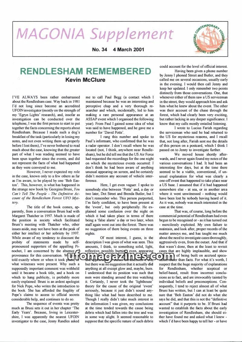 Cover of Magonia Supplement issue 34: MAGONIA Supplement
