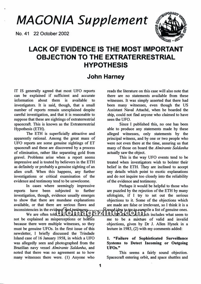 Cover of Magonia Supplement issue 41: MAGONIA Supplement
