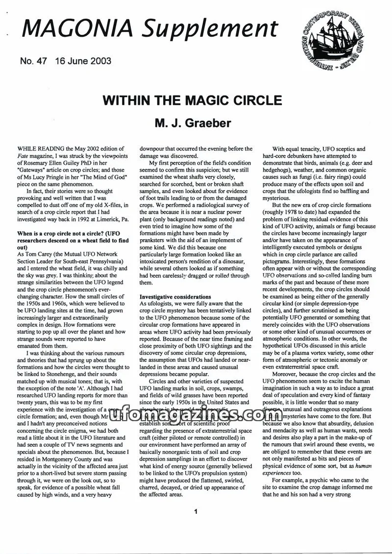 Cover of MAGONIA issue No. 47: MAGONIA Supplement