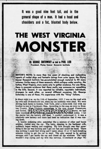 Cover of Male issue Unknown: The West Virginia Monster
