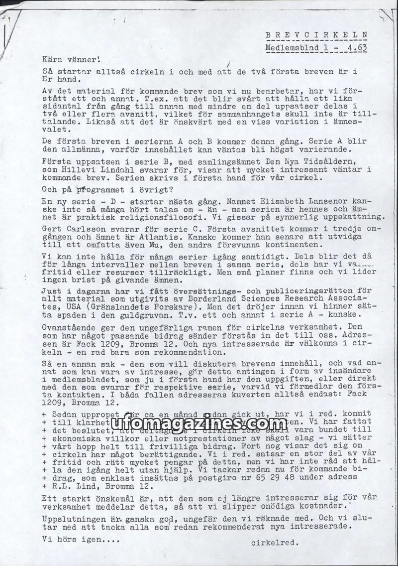 Cover of Brevcirkeln Arcanum issue 1: BREVCIRKELN