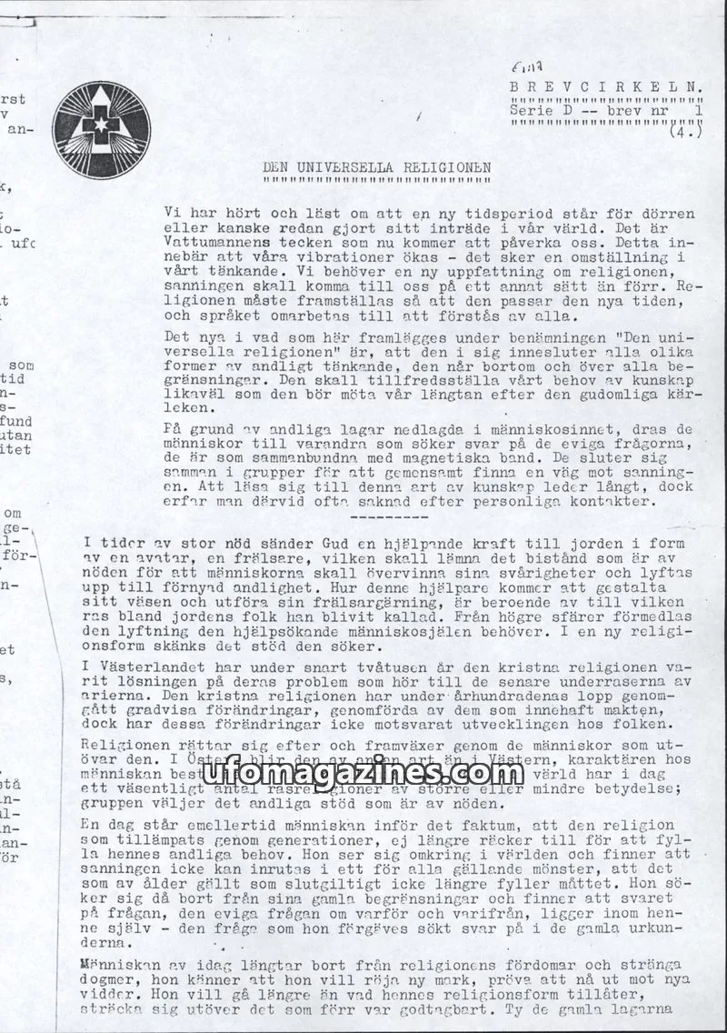 Cover of Brevcirkeln Arcanum issue Serie D -- brev nr 1 (4): BREVCIRKELN