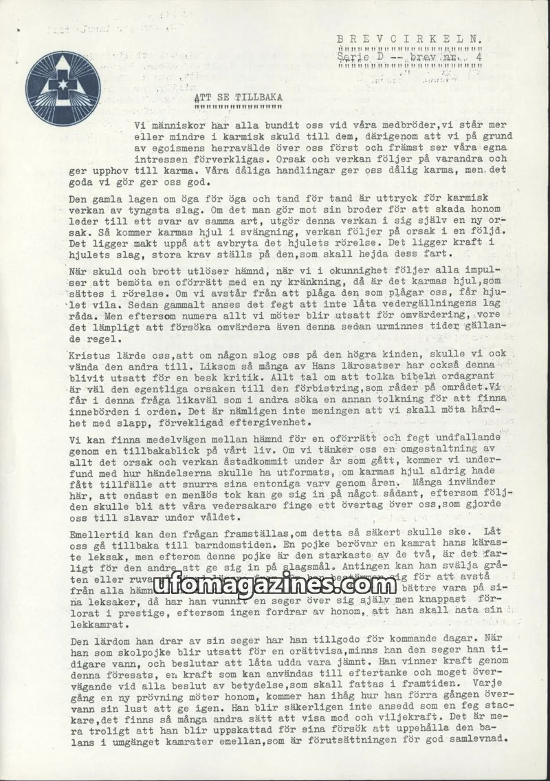 Cover of Brevcirkeln Arcanum issue Serie D -- brev nr. 4: BREVCIRKELN.