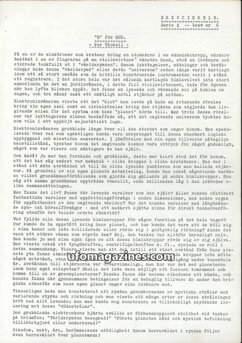 Cover of Brevcirkeln Arcanum issue nr 6: BREVCIRKELN.