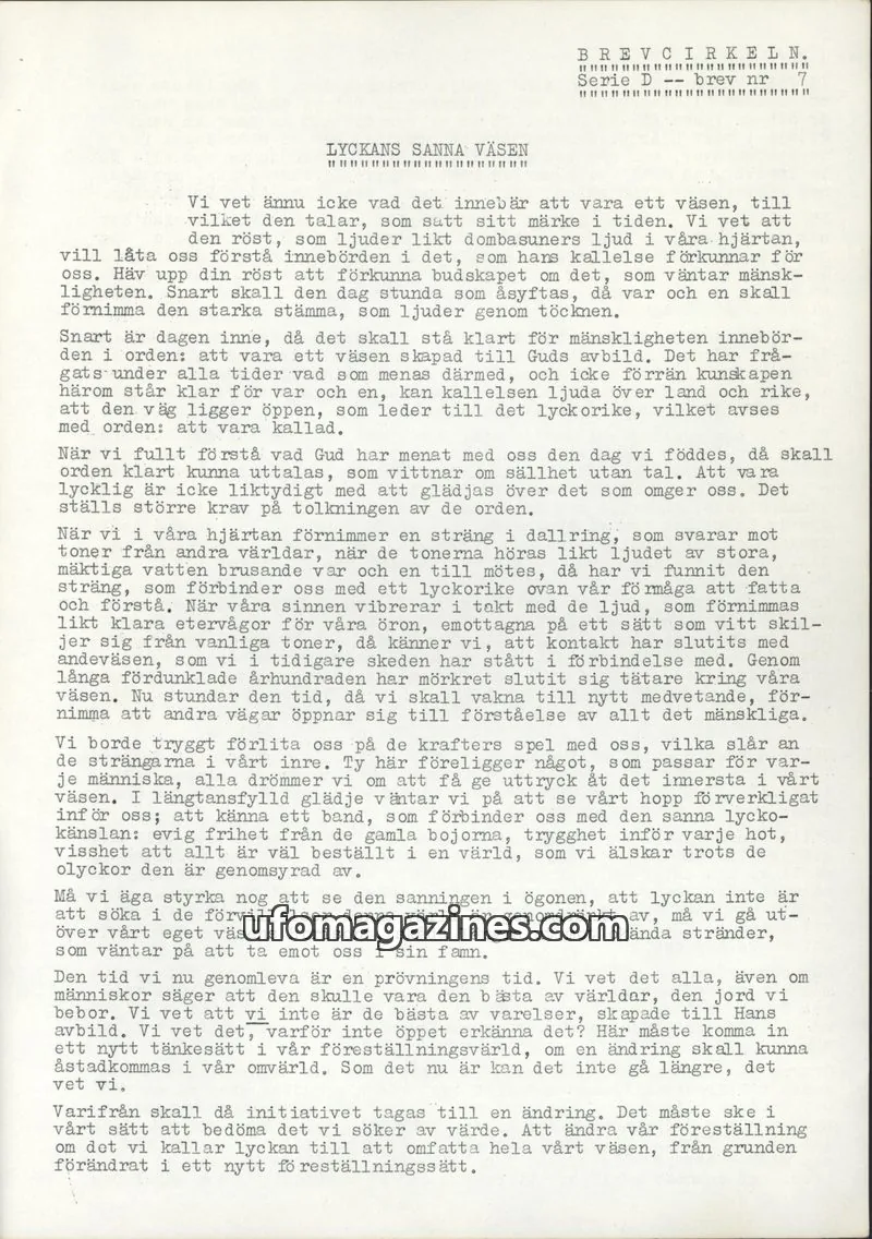 Cover of Brevcirkeln Arcanum issue D-7: BREVCIRKELN