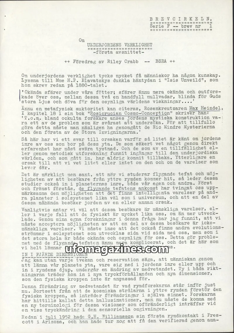 Cover of BSRA issue Serie F - brev nr 1: BREVCIRKELN.