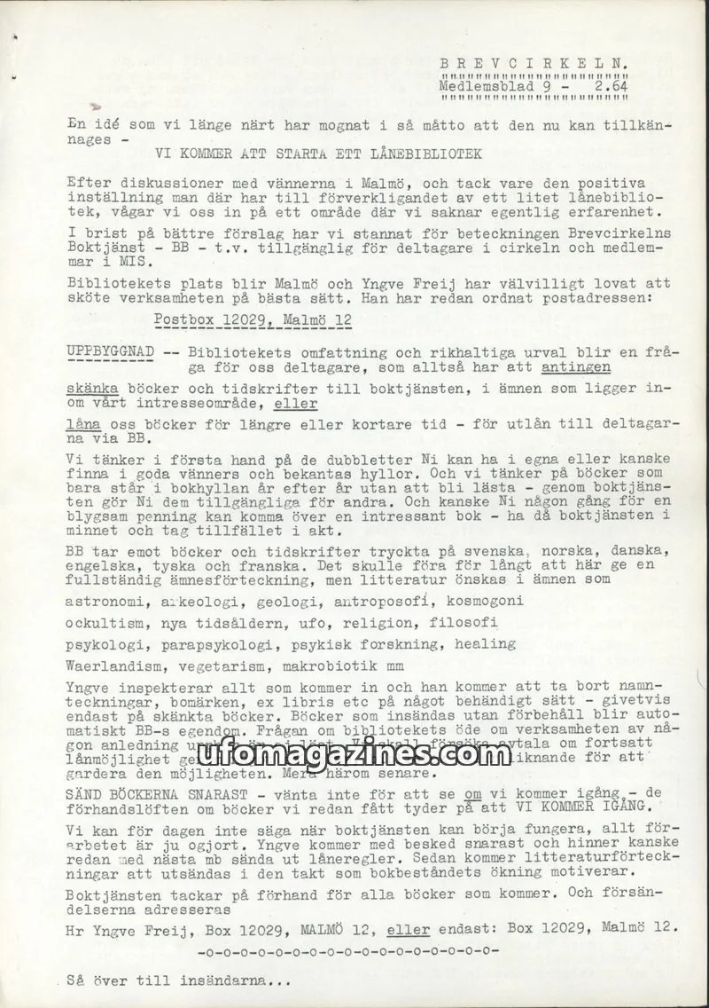 Cover of Brevcirkeln Arcanum issue 9: Brevcirkeln