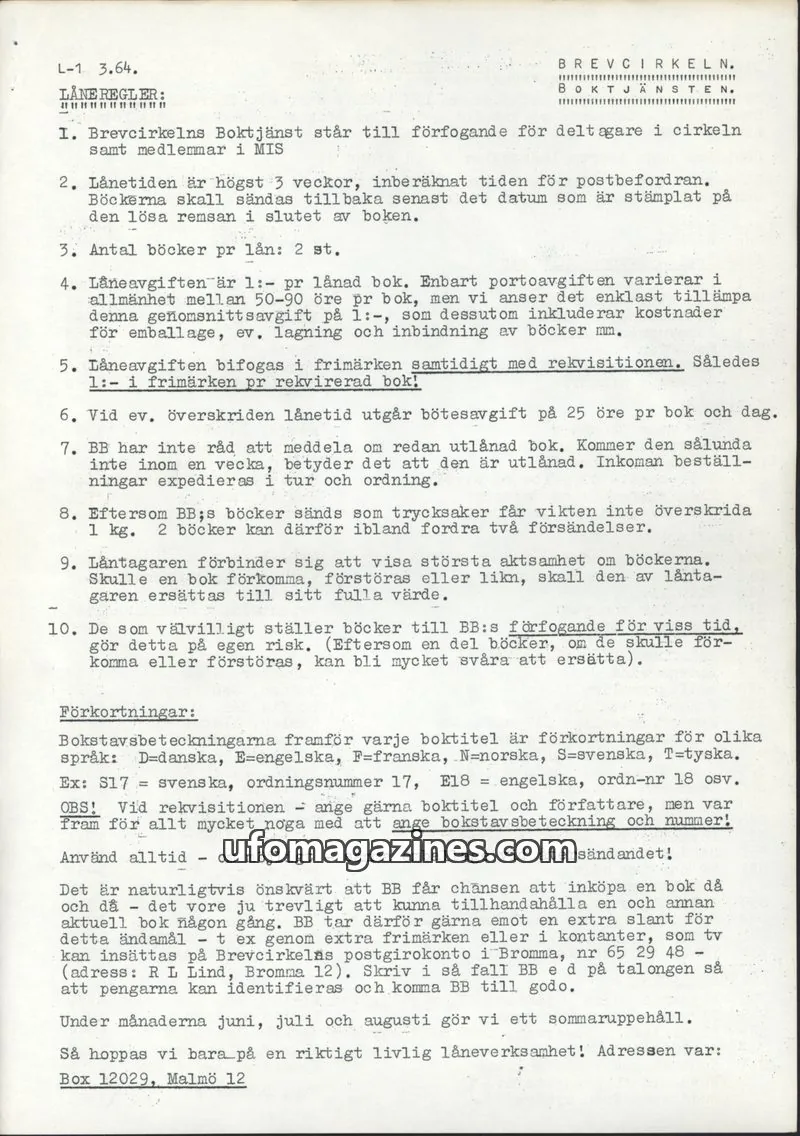 Cover of Brevcirkeln Arcanum issue Nr 1: BREVCIRKELN