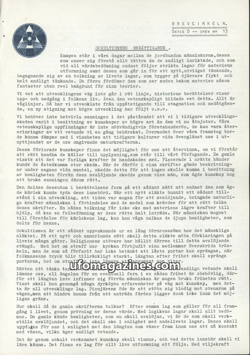 Cover of Brevcirkeln Arcanum issue 13: BREVCIRKELN.