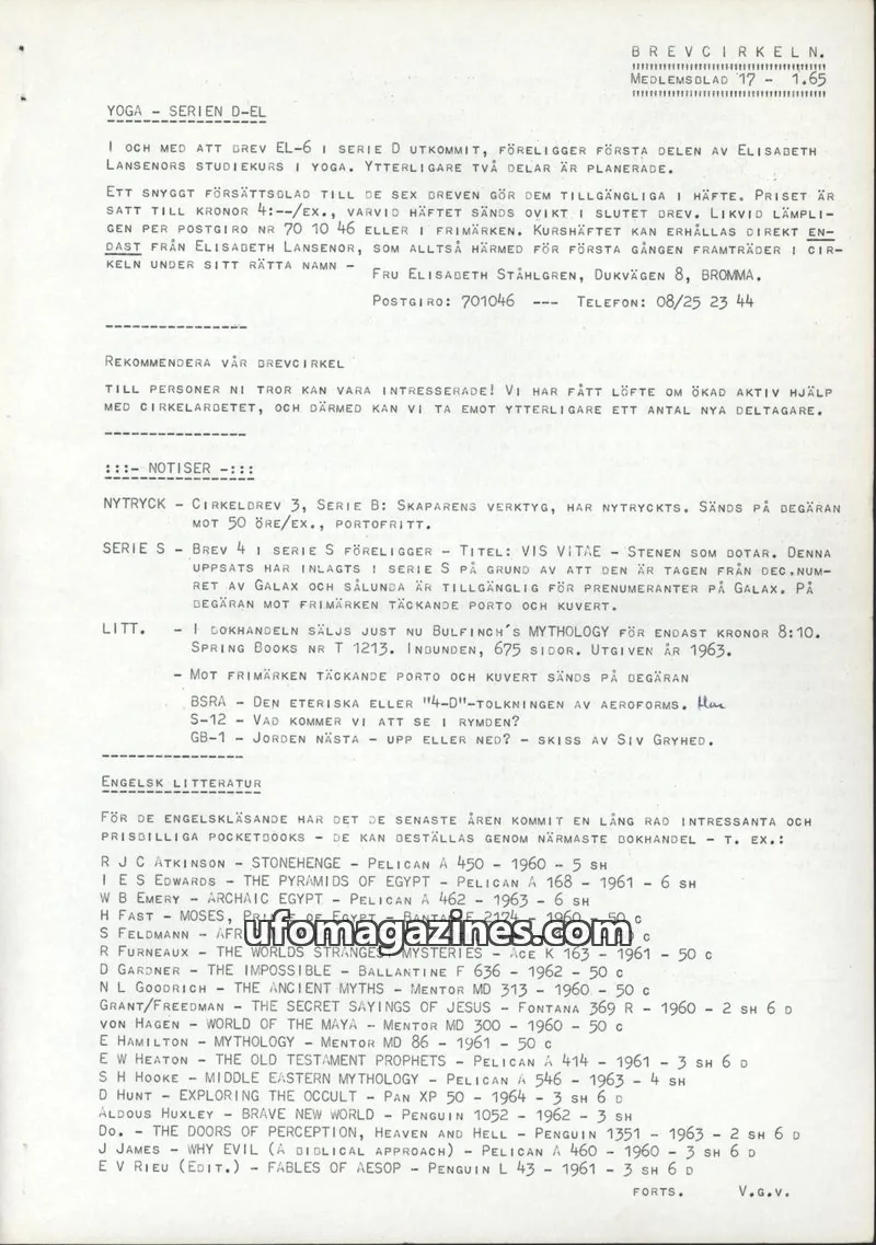 Cover of Brevcirkeln Arcanum issue 17: BREVCIRKELN