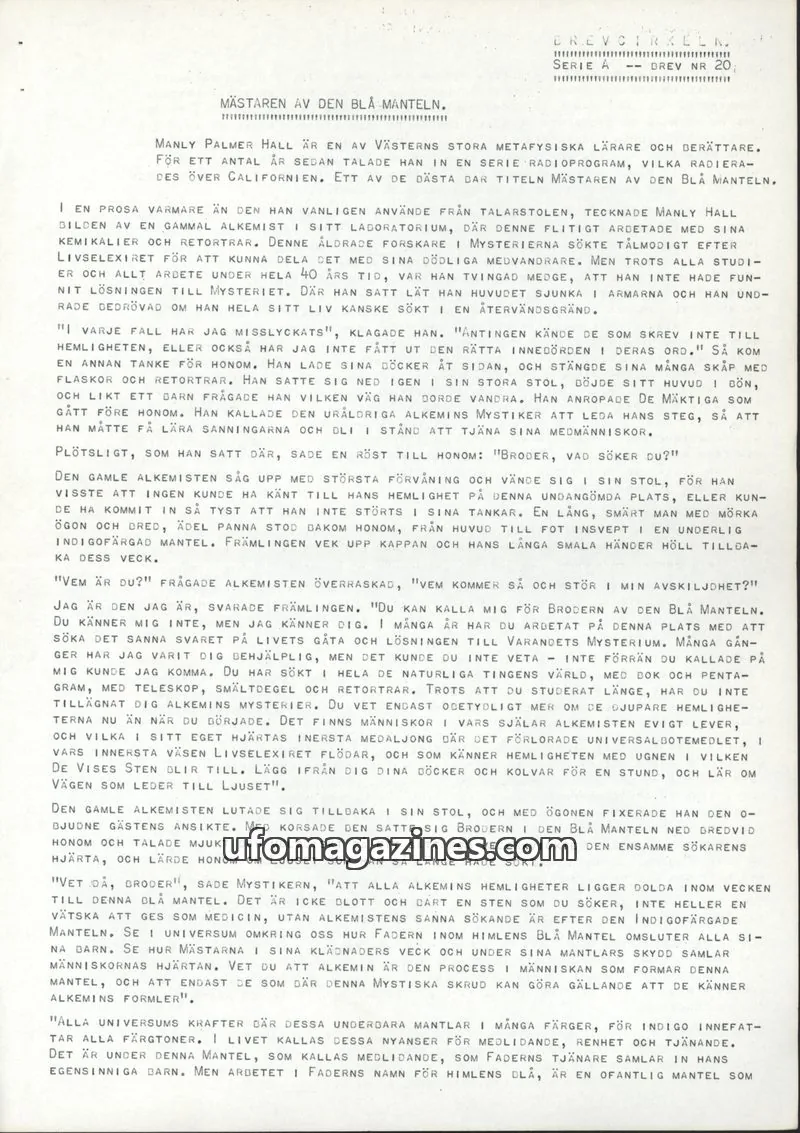 Cover of BREVCIRKELN issue 20: MÄSTAREN AV DEN BLÅ MANTELN