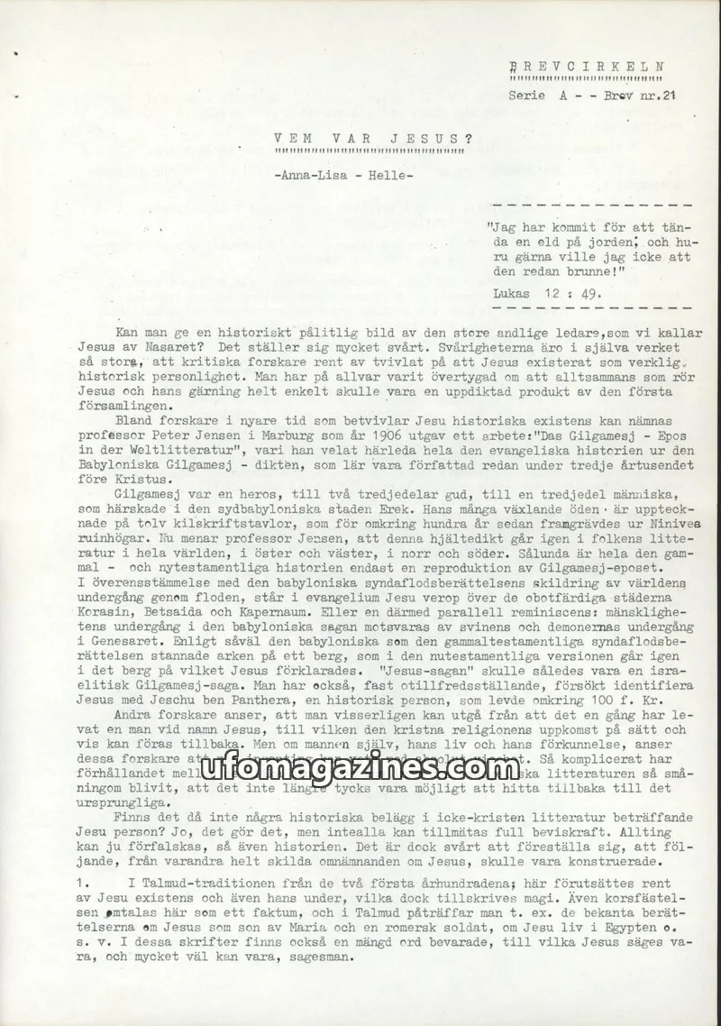 Cover of Brevcirkeln Arcanum issue Serie A - Brev nr. 21: BREVCIRKELN