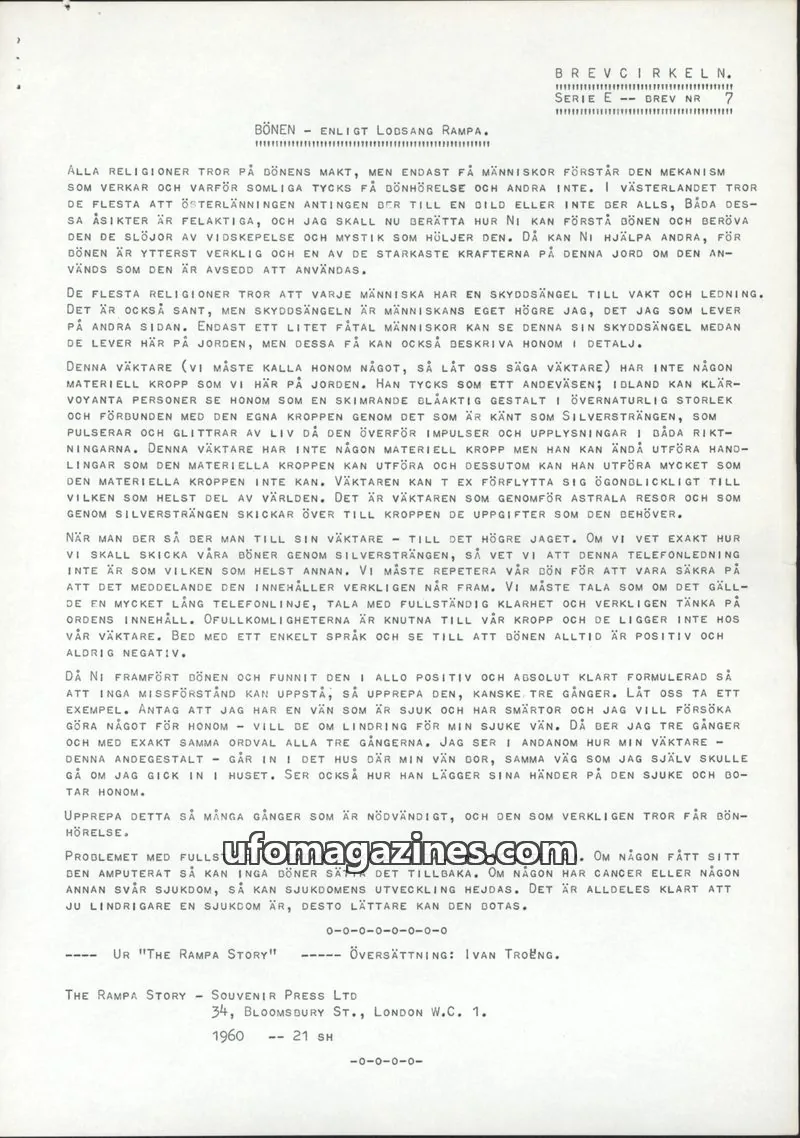Cover of SOUVENIR PRESS LTD issue 7: BREVCIRKELN