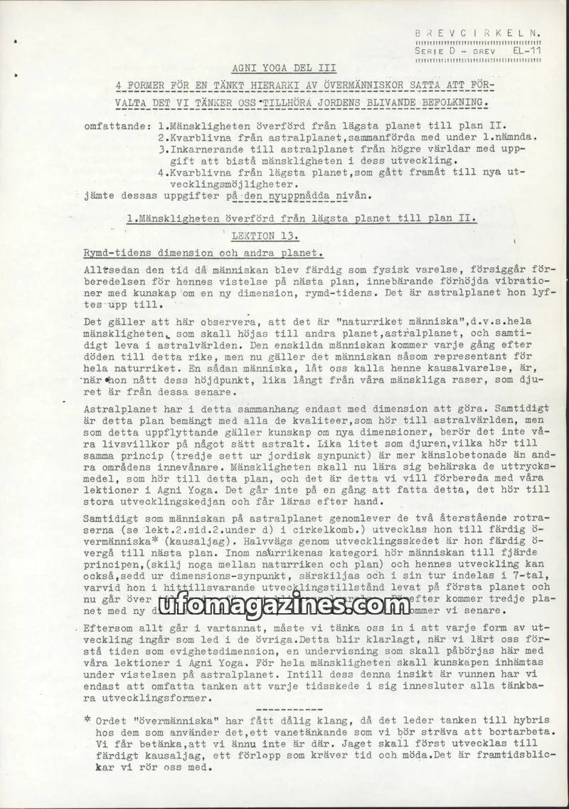 Cover of Brevcirkeln Arcanum issue D EL-11: AGNI YOGA DEL III