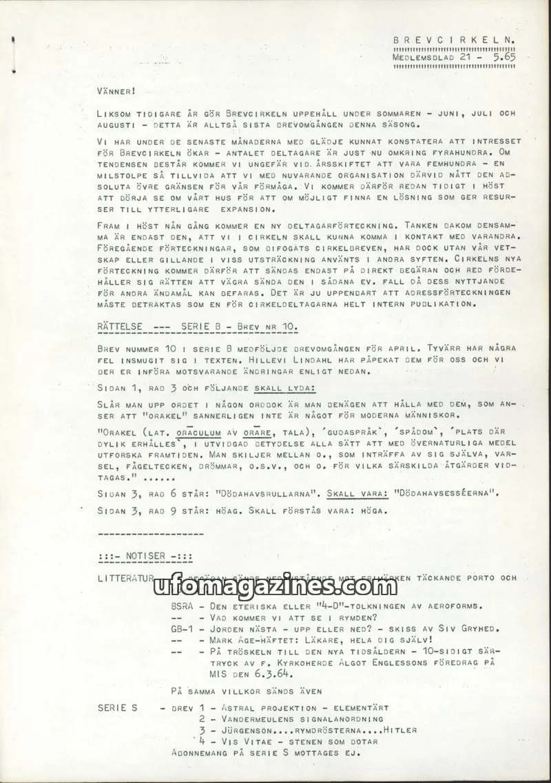 Cover of BREVCIRKELN issue 21: BREVCIRKELN