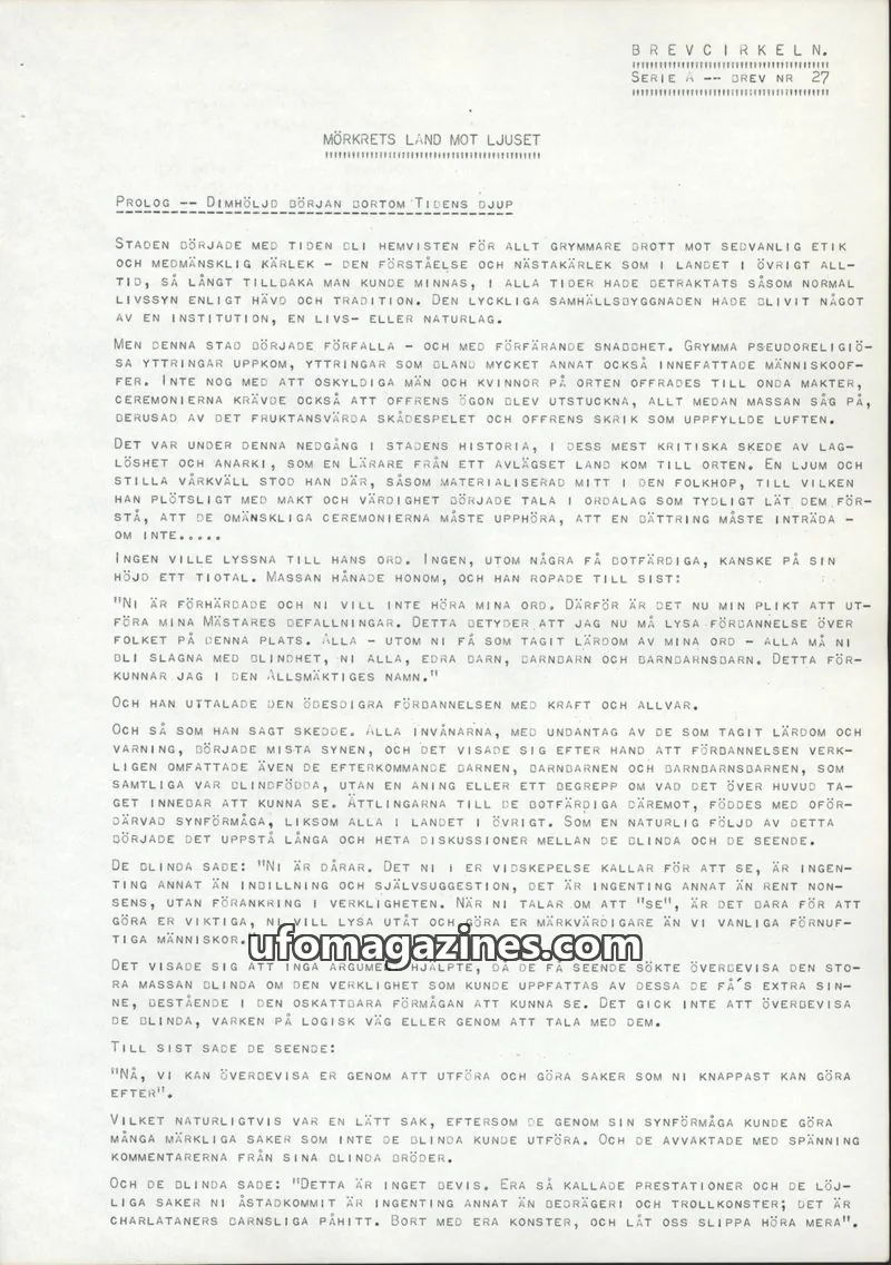 Cover of Brevcirkeln Arcanum issue BREV NR 27: BREVCIRKELN