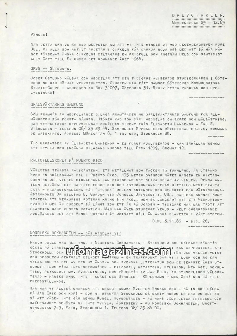 Cover of Brevcirkeln Arcanum issue 25: BREVCIRKELN