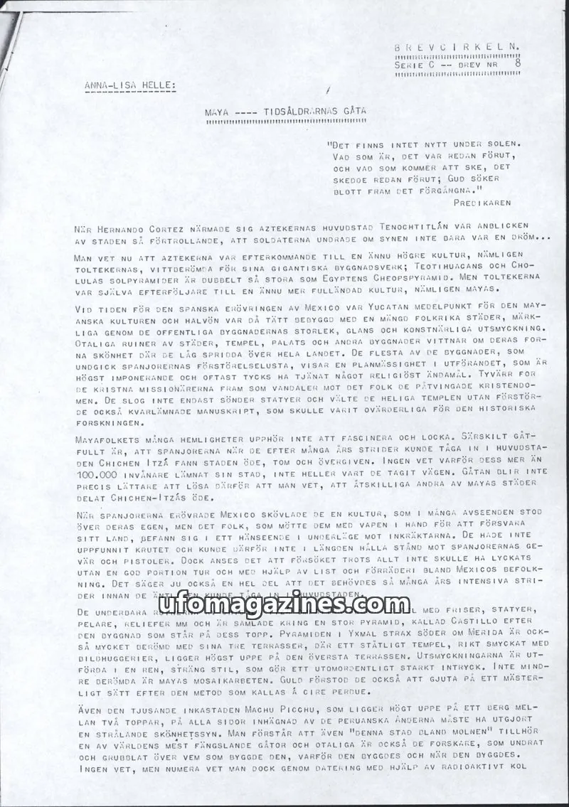 Cover of Brevcirkeln Arcanum issue SERIE C -- BREV NR 8: BREVCIRKELN
