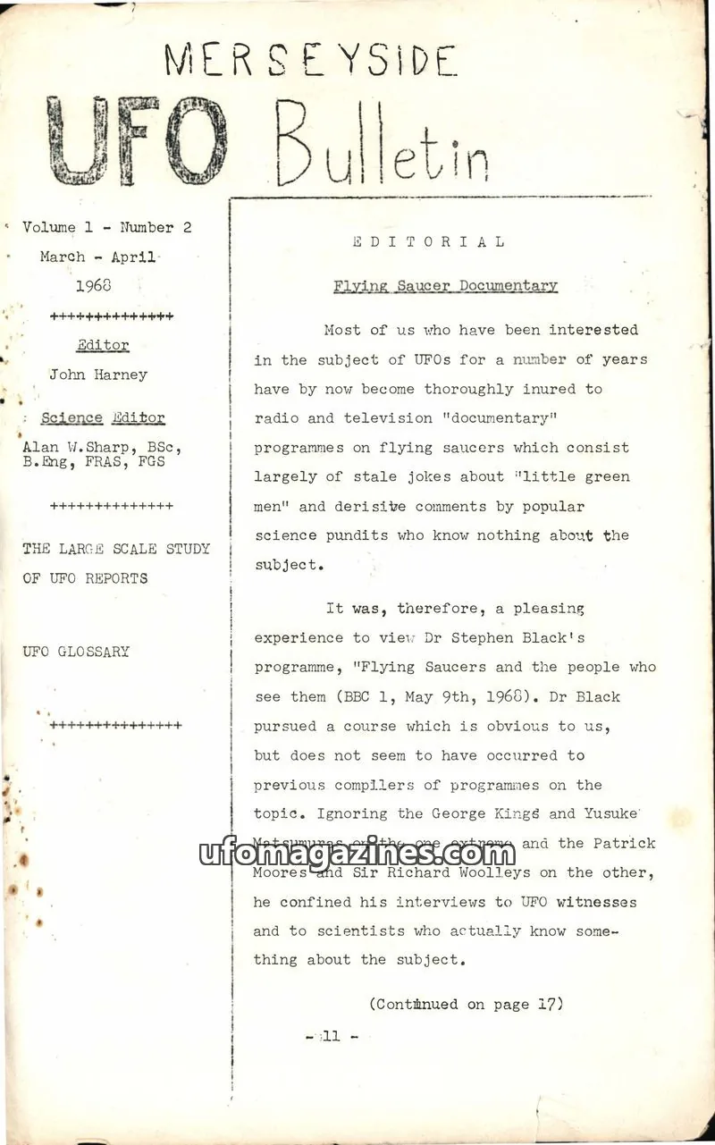Cover of Merseyside UFO Bulletin issue Number 2: MERSEYSIDE UFO Bulletin