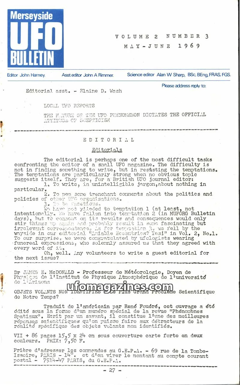 Cover of Merseyside UFO Bulletin issue 3: Merseyside UFO BULLETIN