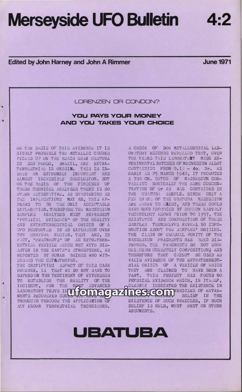 Cover of Merseyside UFO Bulletin issue 4:2: Merseyside UFO Bulletin