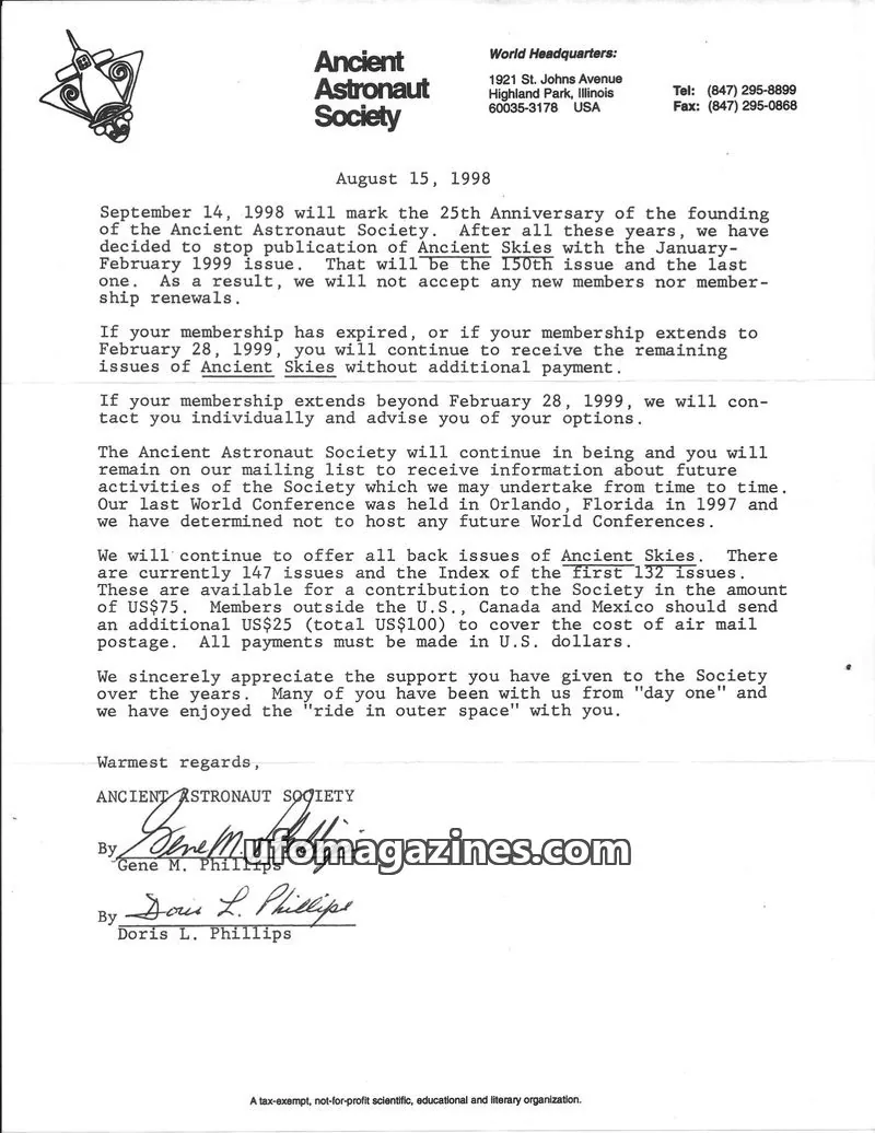 Cover of Ancient Astronaut Society issue January-February 1999: Ancient Skies