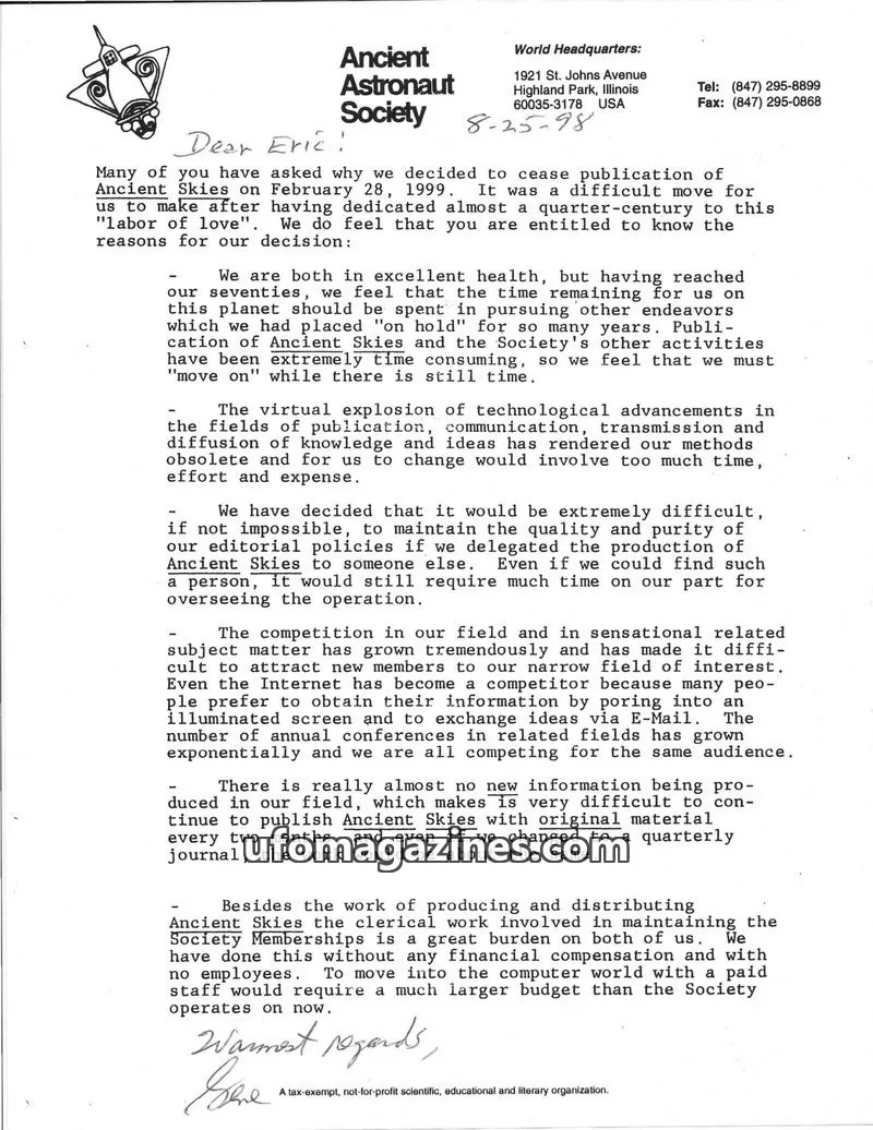 Cover of Ancient Astronaut Society issue February 28, 1999: Ancient Astronaut Society