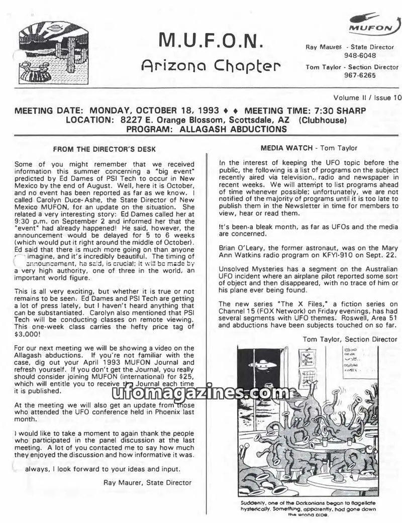 Cover of MUFON issue 10: M.U.F.O.N. Arizona Chapter