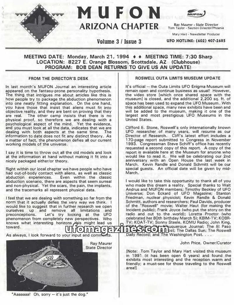 Cover of MUFON issue 3: MUFON ARIZONA CHAPTER