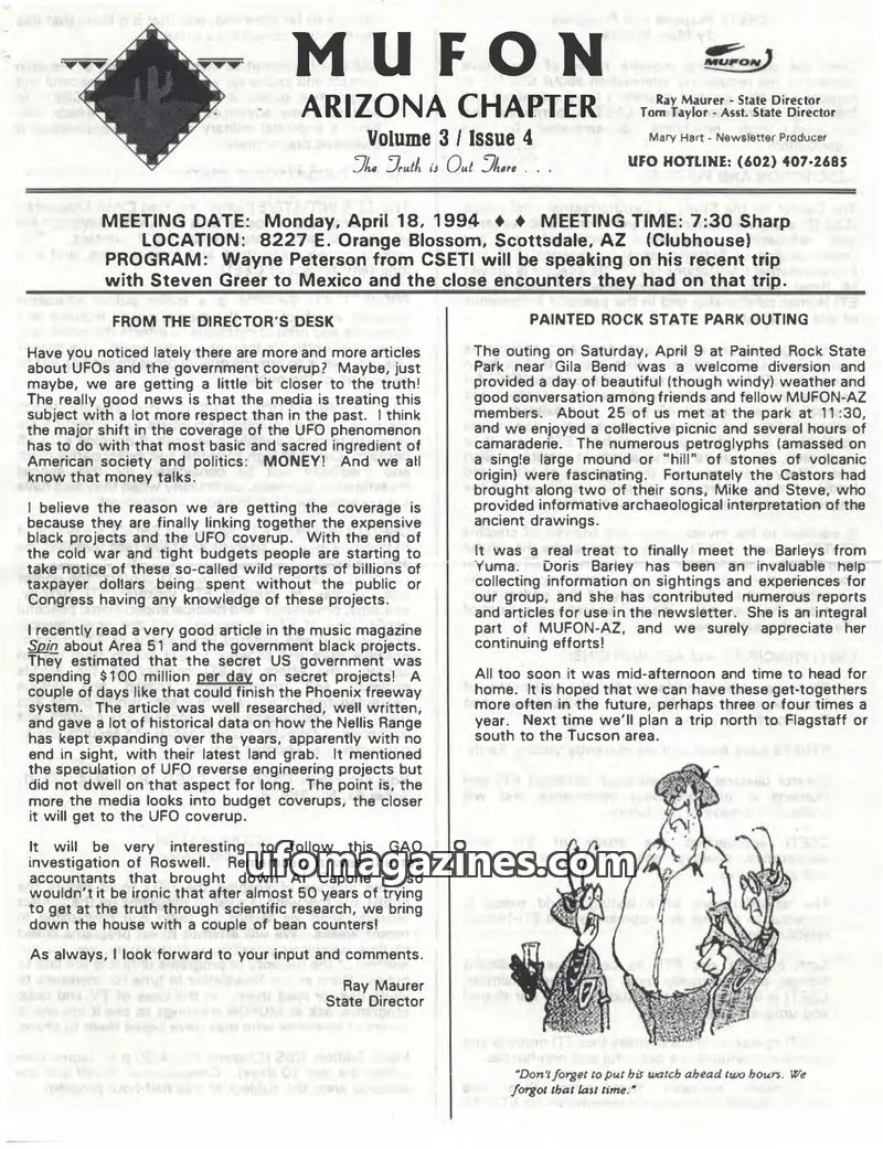 Cover of MUFON issue 4: MUFON ARIZONA CHAPTER