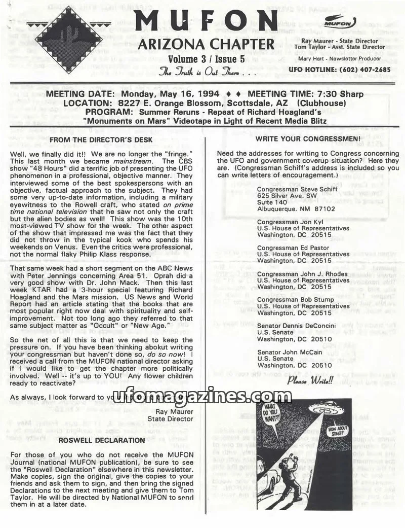 Cover of MUFON issue 5: MUFON ARIZONA CHAPTER