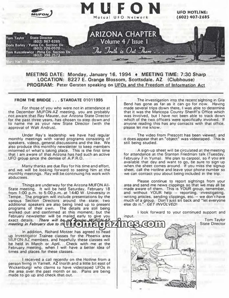 Cover of MUFON Mutual UFO Network issue 1: MUFON Arizona Chapter