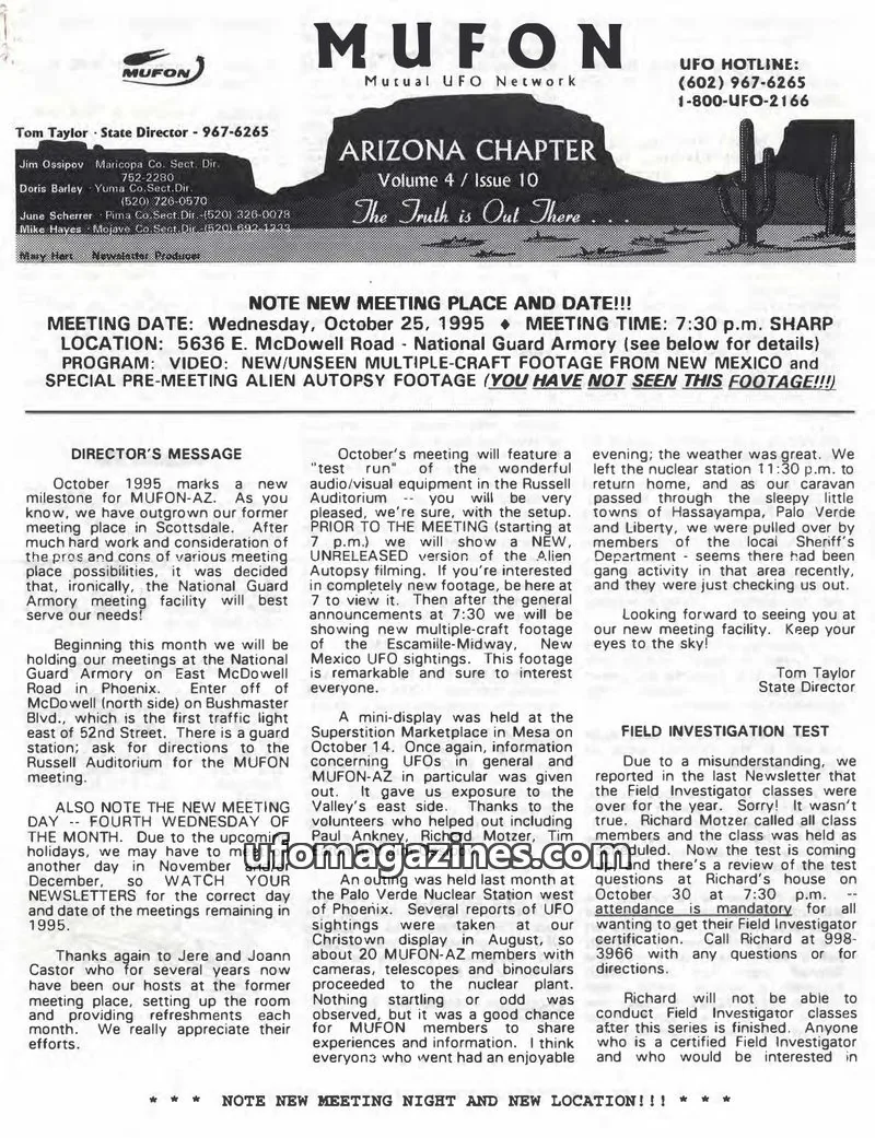 Cover of MUFON issue 10: MUFON MUFO Network