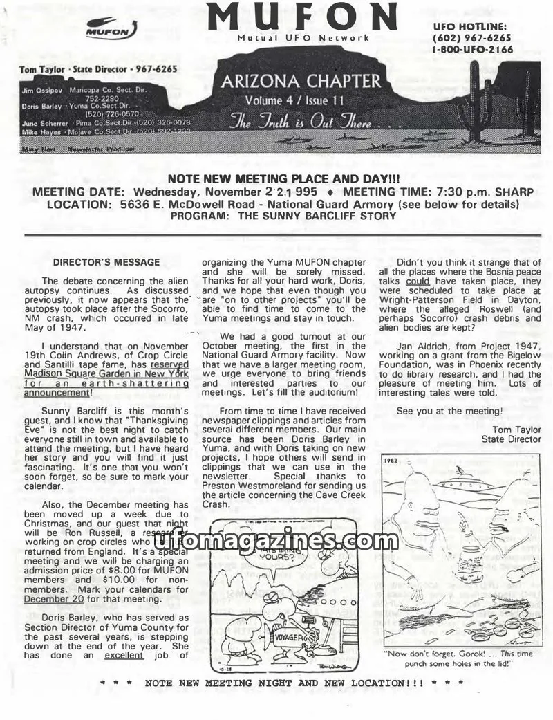 Cover of MUFON Mutual UFO Network Arizona Chapter issue 11: MUFON Arizona Chapter