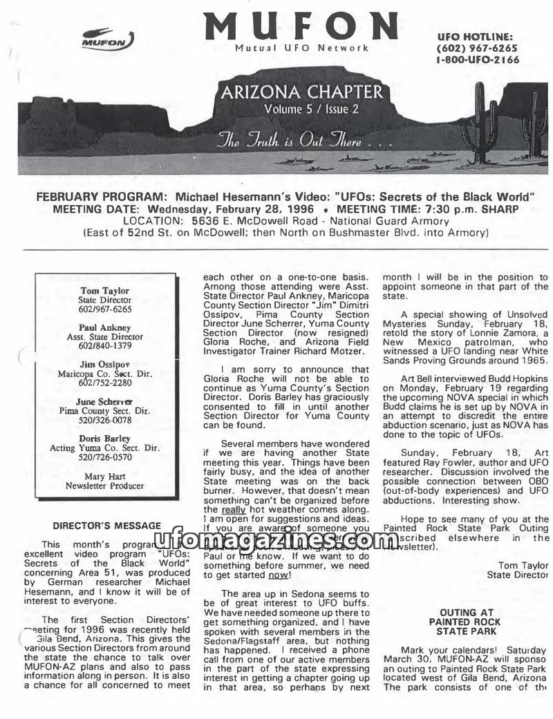 Cover of MUFON Mutual UFO Network issue 2: MUFON Arizona Chapter