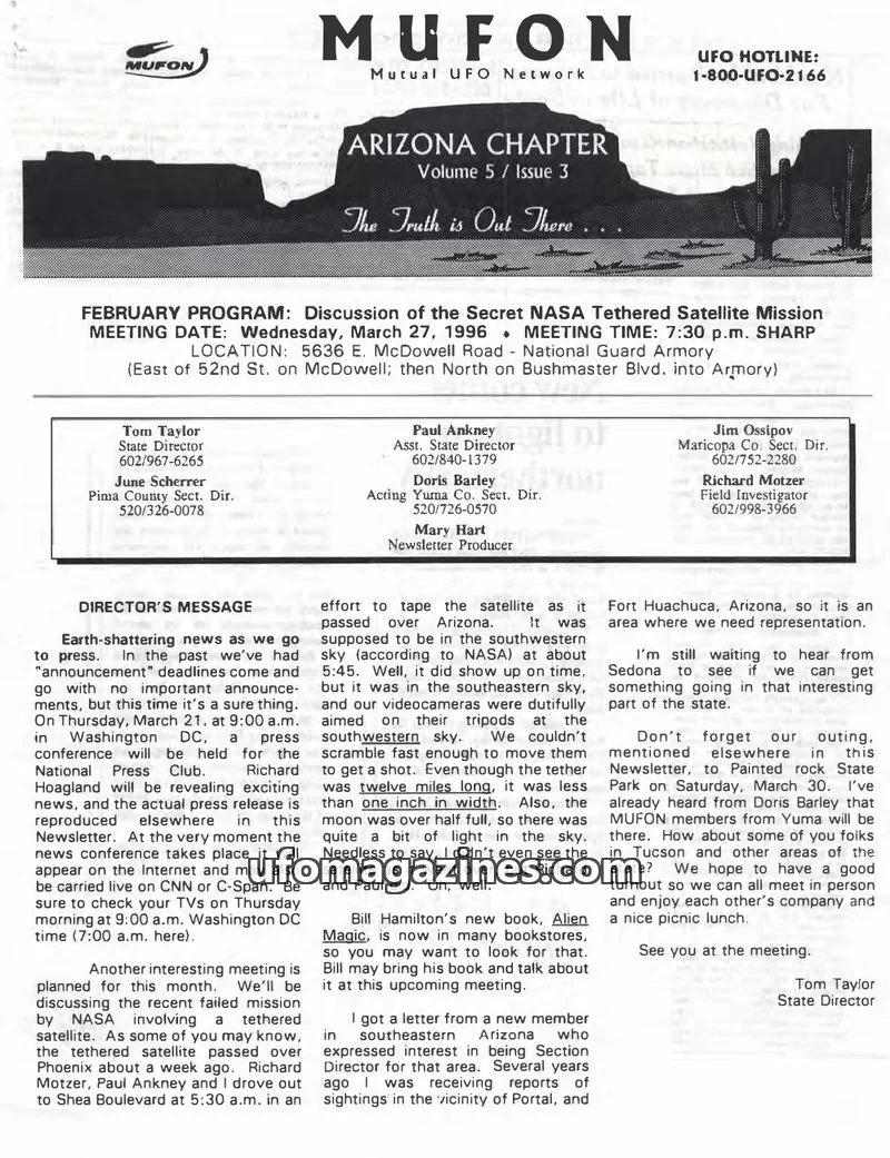 Cover of MUFON Mutual UFO Network issue Volume 5 / Issue 3: MUFON Arizona Chapter