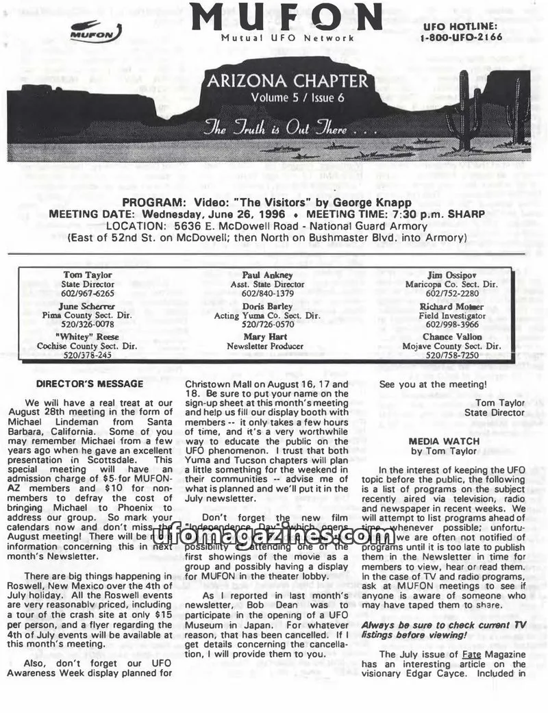 Cover of MUFON issue 6: MUFON Arizona Chapter