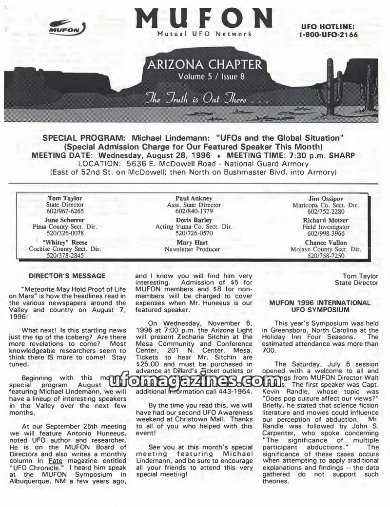 Cover of MUFON issue 8: MUFON ARIZONA CHAPTER