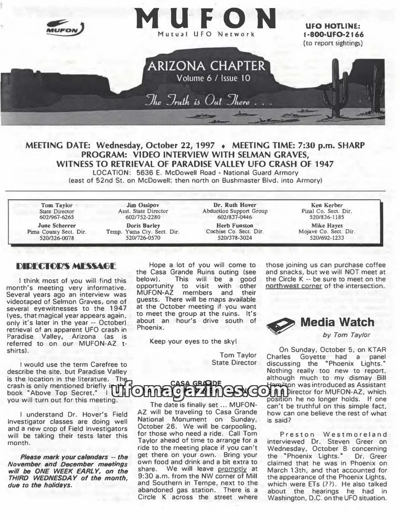 Cover of MUFON Arizona issue 10: MUFON