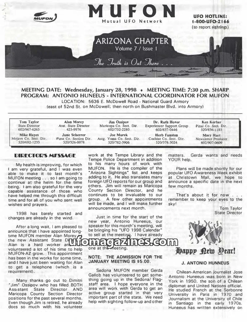 Cover of MUFON Mutual UFO Network issue 1: MUFON ARIZONA CHAPTER
