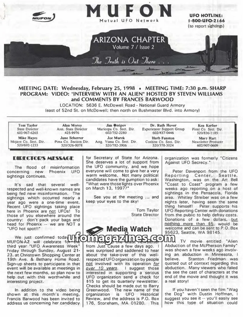 Cover of MUFON Arizona issue 2: MUFON Arizona Chapter