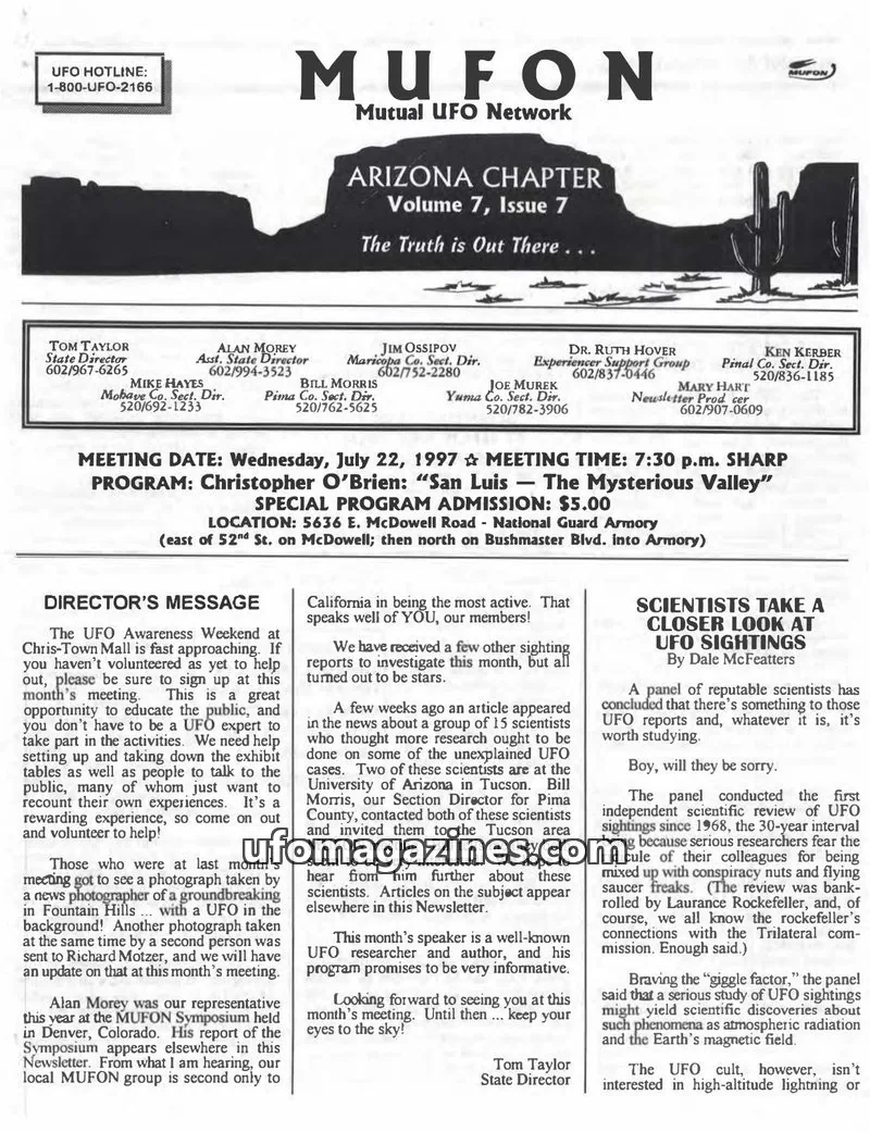 Cover of Mutual UFO Network issue 7: MUFON-AZ