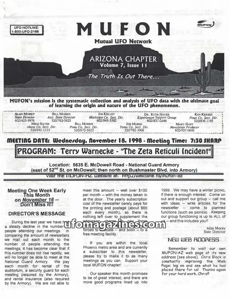 Cover of MUFON Arizona issue 11: MUFON-AZ